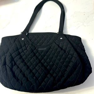 Vera Bradley Black quilted purse pocketbook bag zipper lined outside pockets